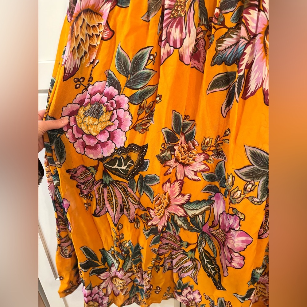 Farm Rio Orange Wonderful Bouquet Maxi Dress rosette halter neck - Picture 6 of 9